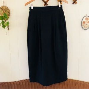 Vintage Black Pleated Maxi Skirt